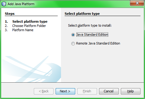 добавление Java Platform