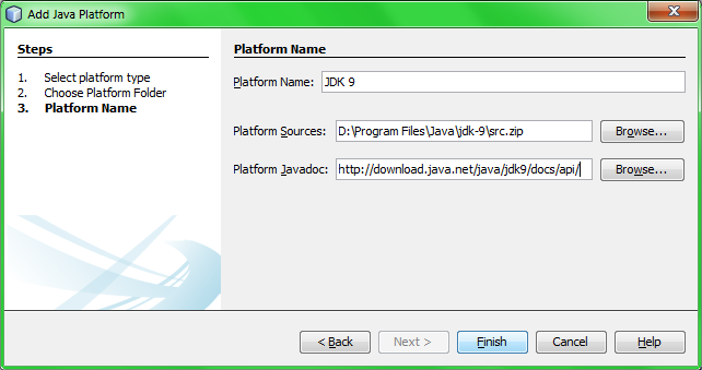 добавление Java Platform